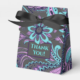 Elegante zwarte paisley turquoise turkoois madelie bedankdoosjes
