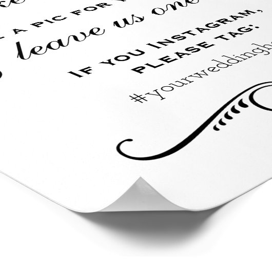 Elegante Zwarte 'Pak een Prop' Bruiloft Foto Booth Poster (Hoek)