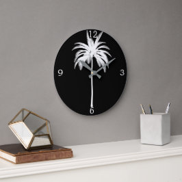 Elegante zwarte palmboom tropisch grote klok