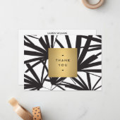 Elegante zwarte palmschijfjes Dank u Notecard Notitiekaartje (Voorkant / Achterkant in situ)