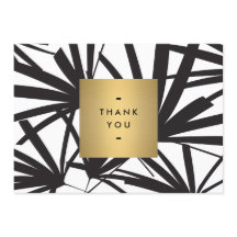 Elegante zwarte palmschijfjes Dank u Notecard