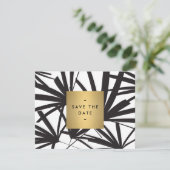 Elegante zwarte palmschijfjes Save the Date Kaart (Staand voorkant)