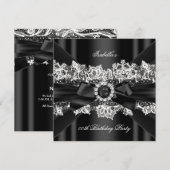 Elegante Zwarte Parel Witte Kant Strik Verjaardags Kaart (Voorkant / Achterkant)