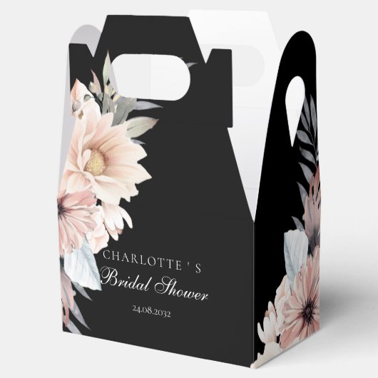 Elegante zwarte & pastel boho bruidsdouche  bedankdoosjes (Geopend)