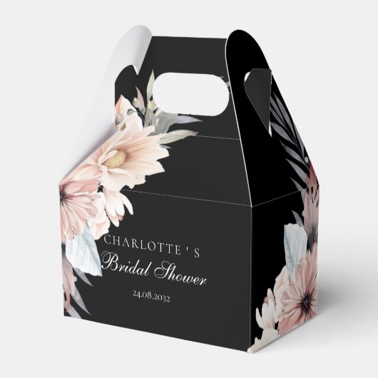 Elegante zwarte & pastel boho bruidsdouche  bedankdoosjes (Voorkant Zijde)