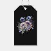 Elegante Zwarte Pauw Bloemmotief Cadeaulabel (Achterkant)