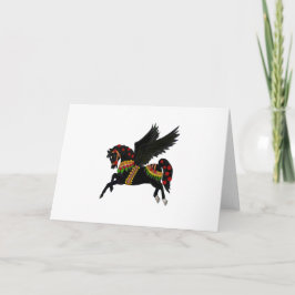 Elegante Zwarte Pegasus Vintage Draaimolen Paard K Kaart