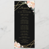 Elegante zwarte perzik crème gouden geometrische b programmakaart (Achterkant)