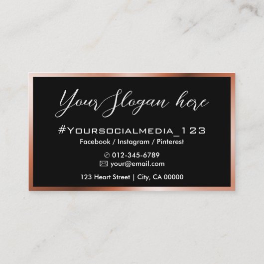 Elegante zwarte perzik roze ombre schoonheid wimpe visitekaartje (Achterkant)