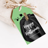 Elegante zwarte pompoen Halloween Cadeaulabel