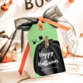 Elegante zwarte pompoen Halloween Cadeaulabel