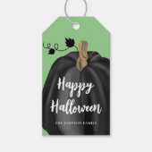 Elegante zwarte pompoen Halloween Cadeaulabel (Voorkant)