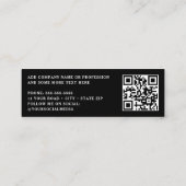 Elegante zwarte professionele QR-code Mini Visitekaartje (Achterkant)