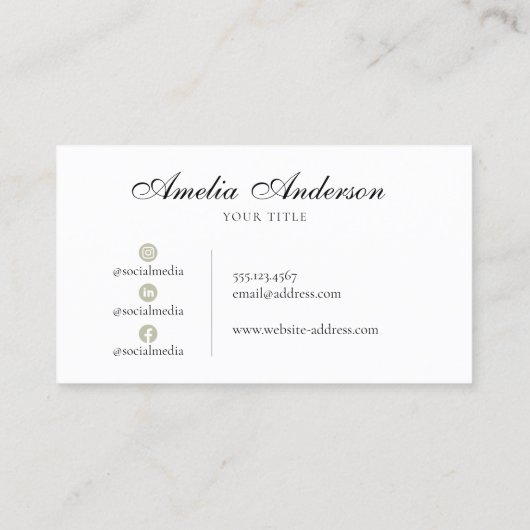 Elegante zwarte professionele sociale media visitekaartje (Achterkant)