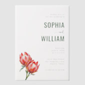 Elegante Zwarte Protea Bloem Vellum Uitnodigingen (Voorkant)