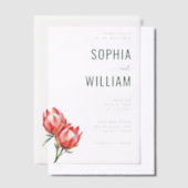 Elegante Zwarte Protea Bloem Vellum Uitnodigingen (Offset)