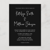 Elegante zwarte QR-code Alles in één moderne trouw Uitnodiging Briefkaart (Voorkant)