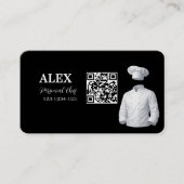 Elegante zwarte QR-code visitekaartje voor persoon (Voorkant)