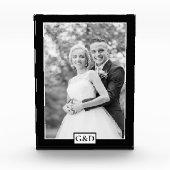 Elegante zwarte rand en initialen bruiloft fotoblokken (Voorkant)