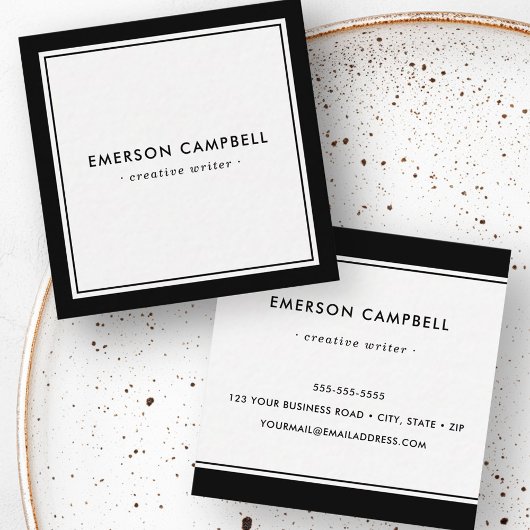 Elegante zwarte rand minimale moderne professional vierkante visitekaartje