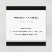 Elegante zwarte rand minimale moderne professional vierkante visitekaartje (Achterkant)