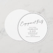 Elegante Zwarte Rand Script Verloving Feest Ronde Kaart (Voorkant / Achterkant)