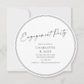Elegante Zwarte Rand Script Verloving Feest Ronde Kaart (Voorkant)