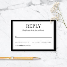 Elegante Zwarte Rand Vintage Typografie Trouwdag