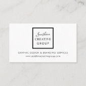 Elegante Zwarte Rand Witte Script Moderne Visitekaartje (Achterkant)