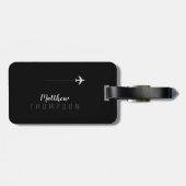 Elegante zwarte reis bagagelabel (Achterkant horizontaal)