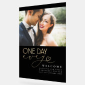 Elegante zwarte repetitie diner welkomstfoto acryl bord (Hoek)