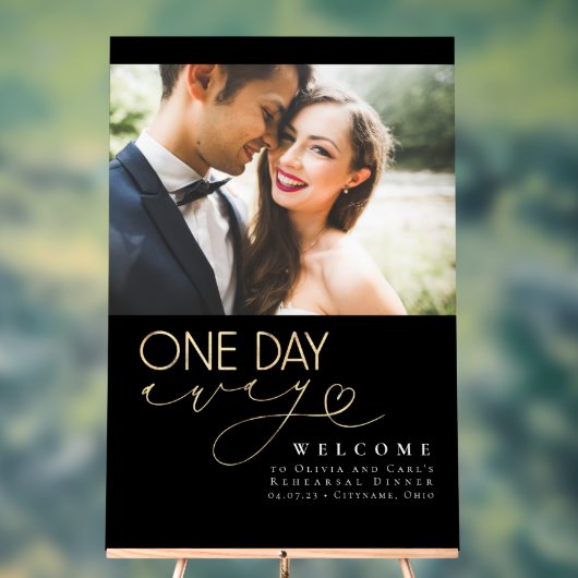 Elegante zwarte repetitie diner welkomstfoto acryl bord (Neutraal)