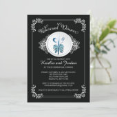 Elegante zwarte repetitie Dinner Party uitnodiging (Staand voorkant)