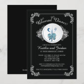 Elegante zwarte repetitie Dinner Party uitnodiging (Voorkant / Achterkant)