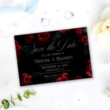 Elegante zwarte rode bloem Save the date uitnodigi