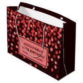 Elegante zwarte rode Confetti Verjaardag Grote Cad Groot Cadeauzakje (Achterkant Gekanteld)