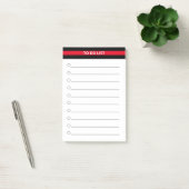 Elegante zwarte rode gepersonaliseerde takenlijst post-it® notes (Kantoor)