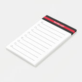 Elegante zwarte rode gepersonaliseerde takenlijst post-it® notes (Schuin)