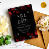 Elegante zwarte rode rozen bloemenbewaring de datu save the date