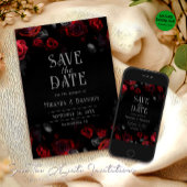 Elegante zwarte rode rozen bloemenbewaring de datu save the date
