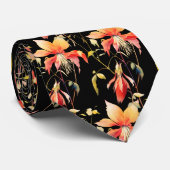 Elegante zwarte rode wilde bloemen Stropdas (Opgerold)