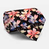 Elegante zwarte rode wilde bloemen Stropdas (Opgerold)