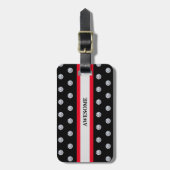 Elegante Zwarte Rode Zilveren Bagage Label (Voorkant verticaal)