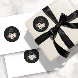 Elegante zwarte roest bloemen ronde sticker