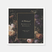 Elegante zwarte romantische bloemen donkere bruilo servet (Voorkant)
