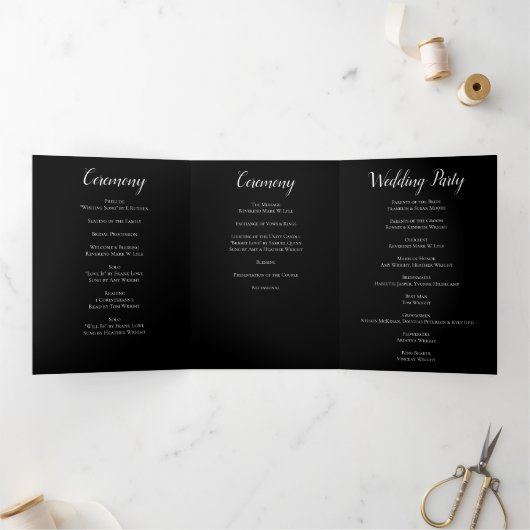 Elegante zwarte Roos gotische bruiloft programma's (Binnen)