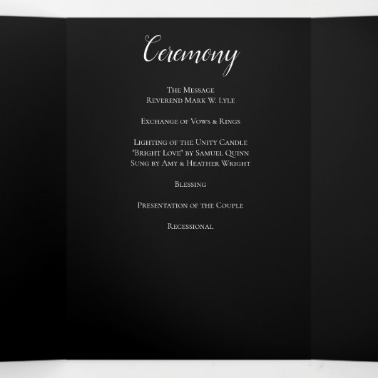 Elegante zwarte Roos gotische bruiloft programma's (Binnenkant midden)