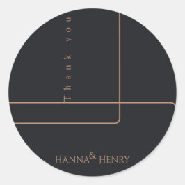 elegante zwarte roos goud modern  ronde sticker