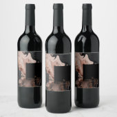 Elegante zwarte roos gouden marmer textuur wijn etiket (Flessen)