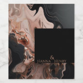 Elegante zwarte roos gouden marmer textuur wijn etiket (Enkel label)